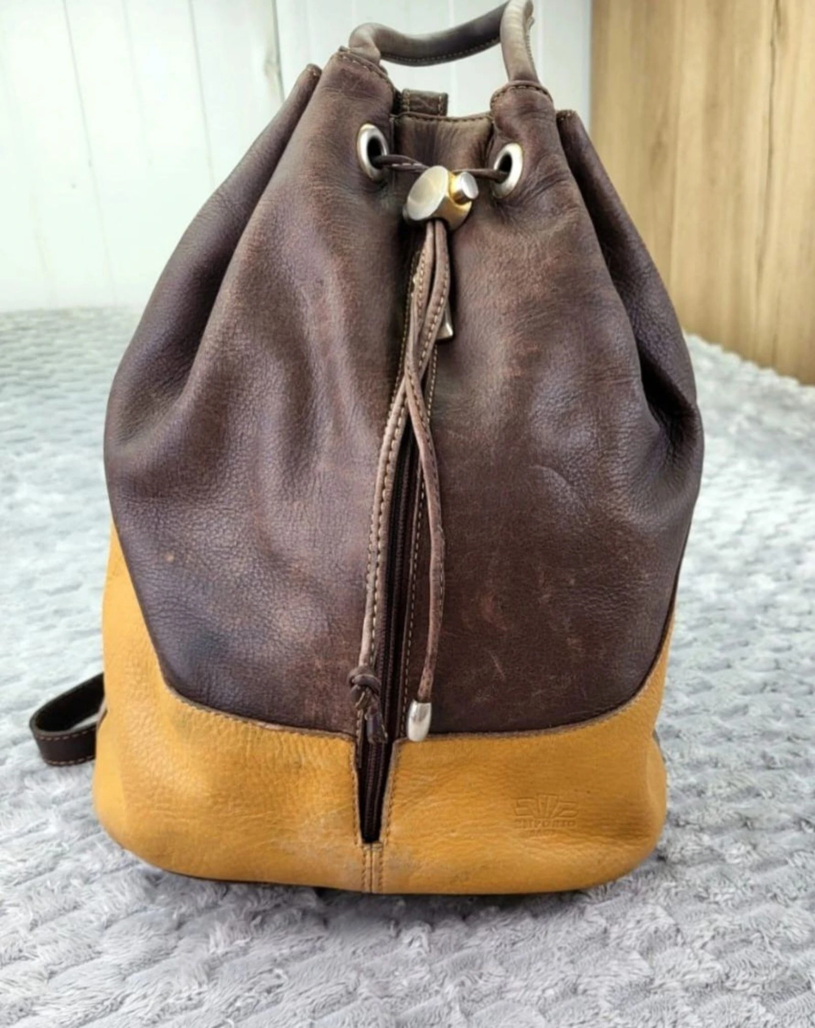 El Corte Inglés Real Leather Bucket Backpack Vintage Retro 90s – photo 2